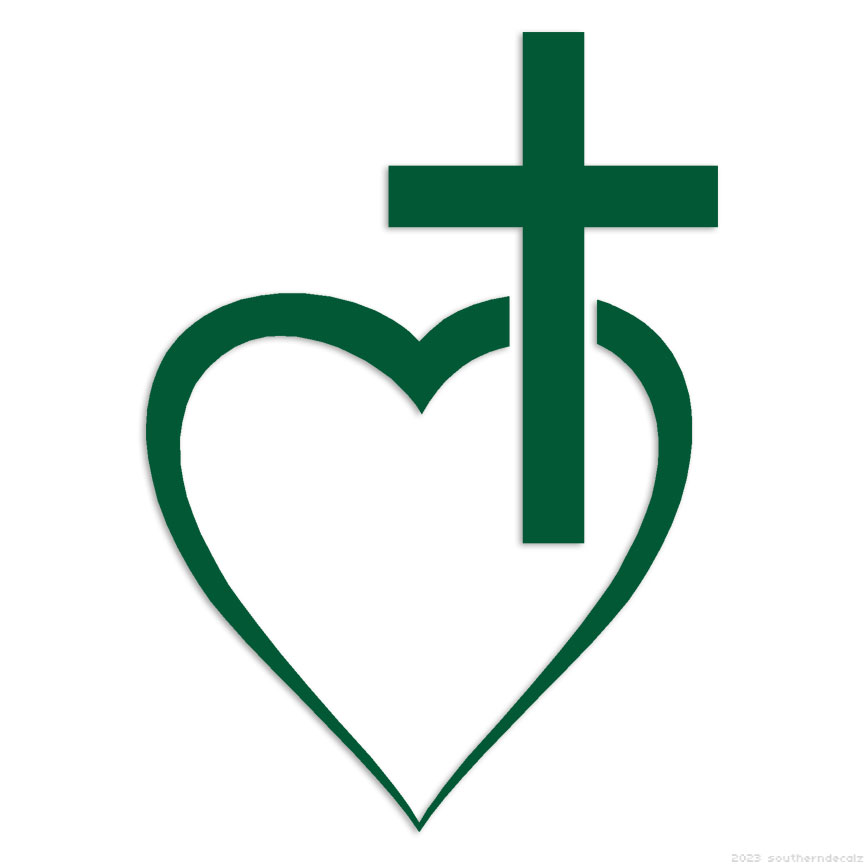Christian Cross Heart - Decal Sticker - Multiple Colors & Sizes